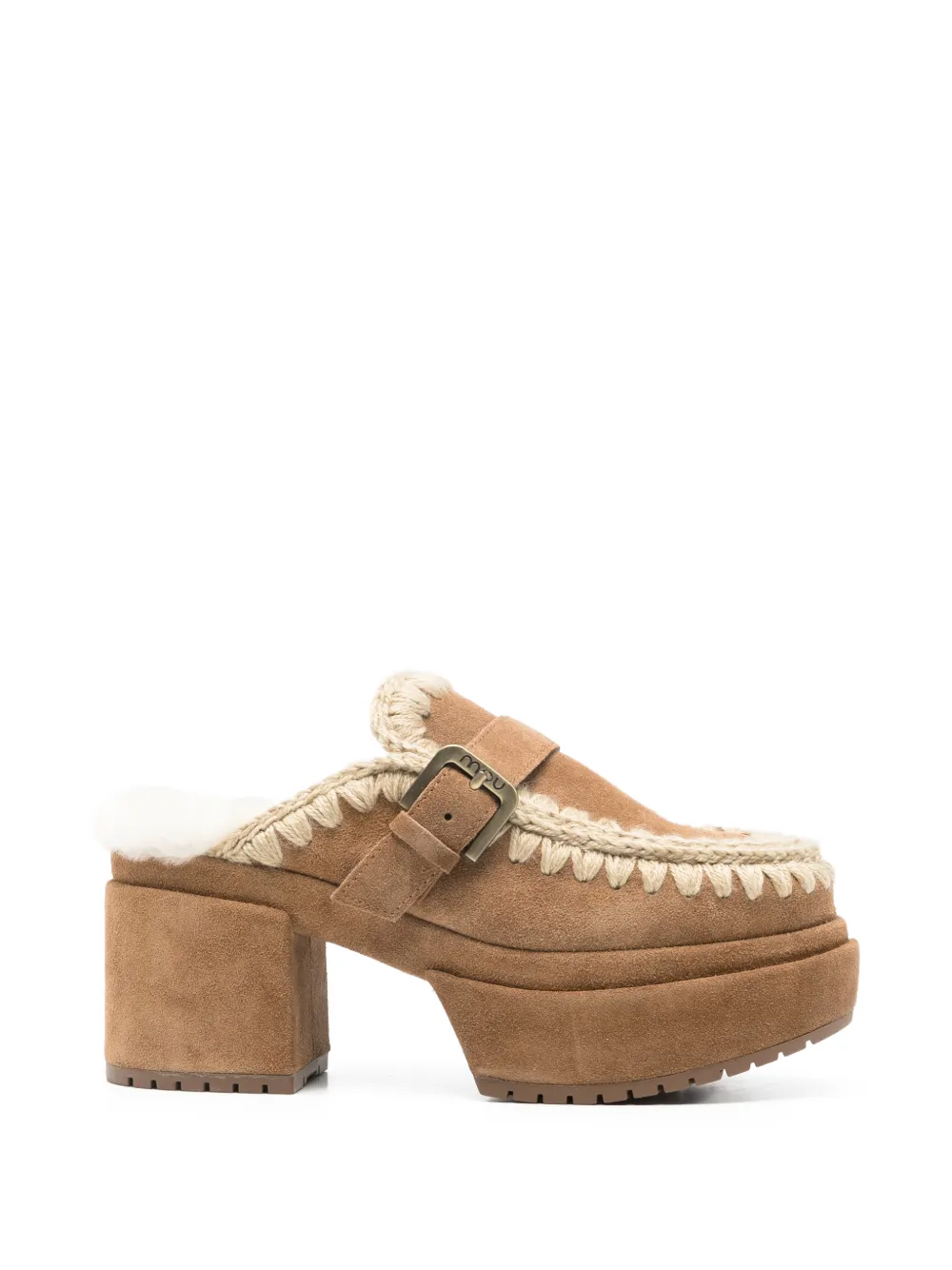 Mou Katoenen muiltjes met plateauzool Bruin