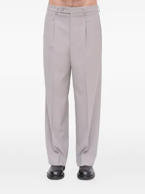 MM6 Maison Margiela Stapled Pleated Wool Trousers | Grey | FARFETCH IN