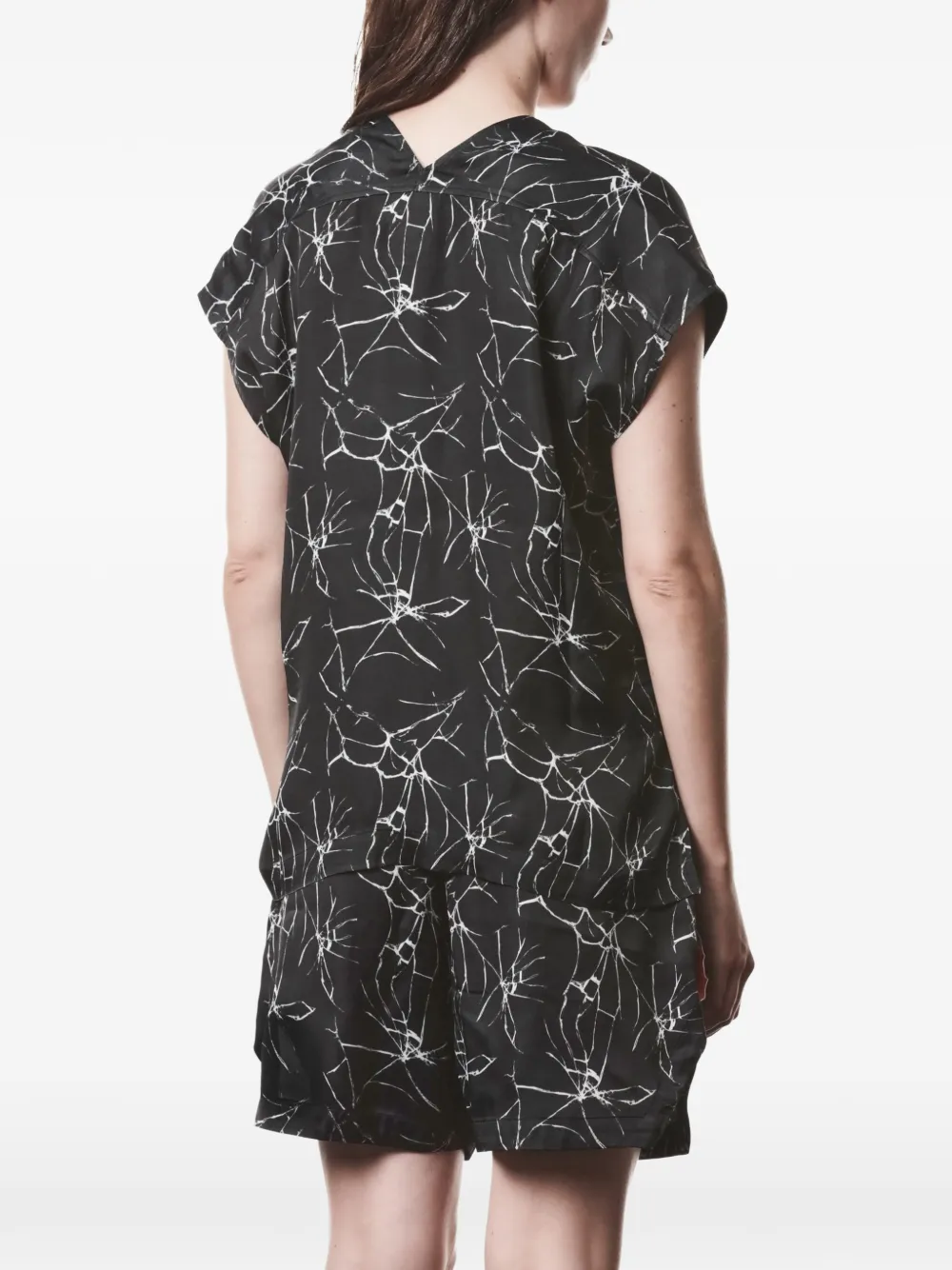 Thom Krom Blouse met V-hals en marmerprint Zwart