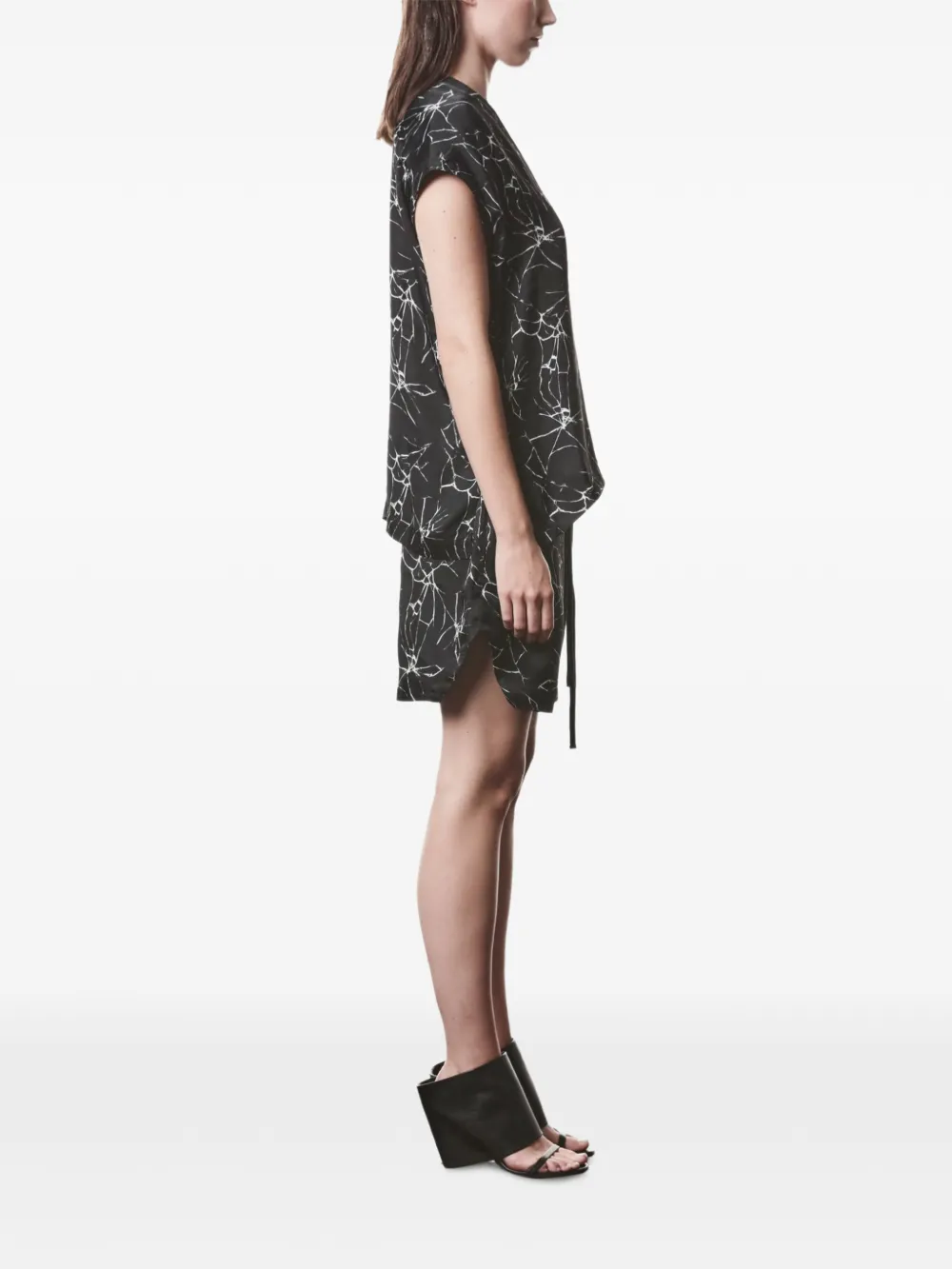  Thom Krom V-neck Marble-print Blouse - Black 