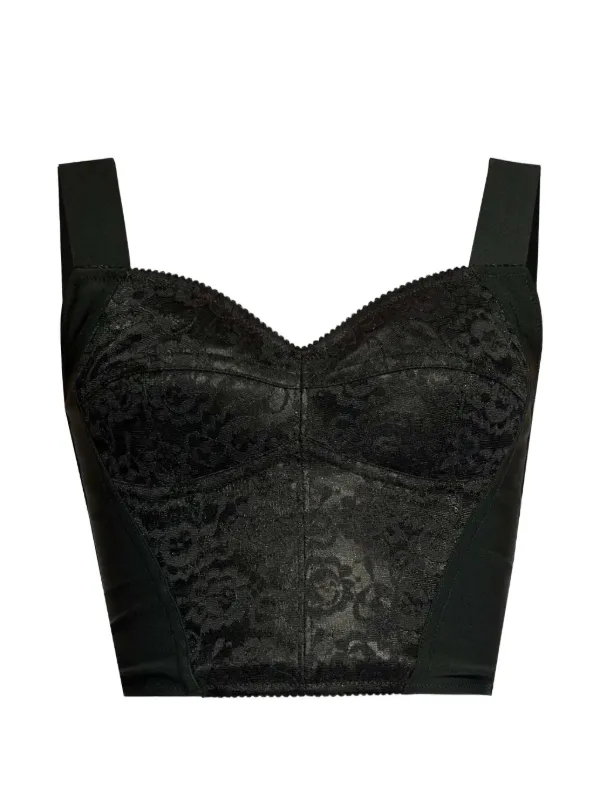 Dolce & Gabbanaスパンコール付きレースオーバーレイのビスチェトップ