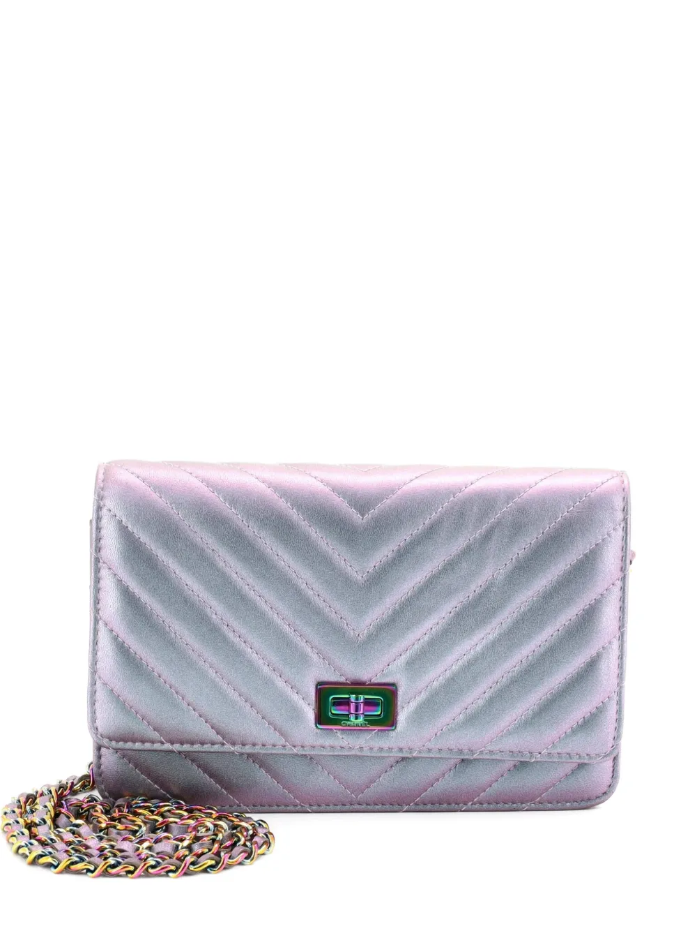 CHANEL Pre-Owned Reissue 2.55 Wallet on Chain Chevron Lambskin crossbody bag - Effetto metallizzato