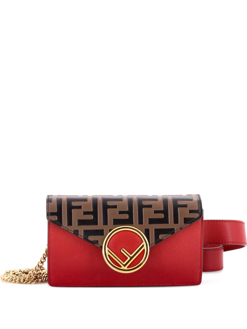 Fendi Pre-Owned F is Fendi Convertible Leather with Zucca Embossed Detail belt bag - Marrone