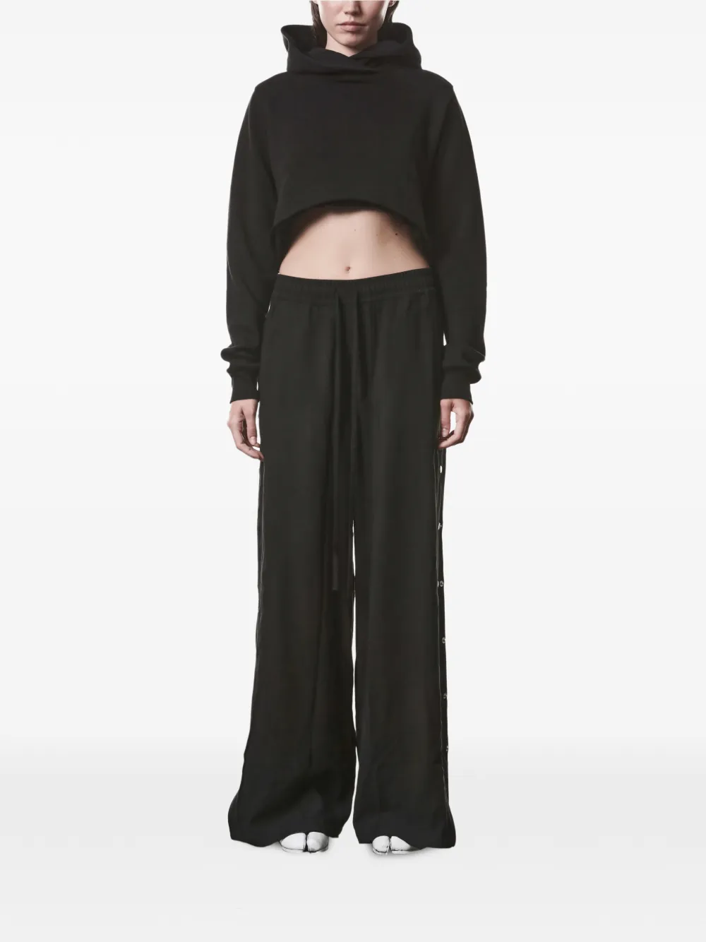 Thom Krom Cropped katoenen hoodie Zwart