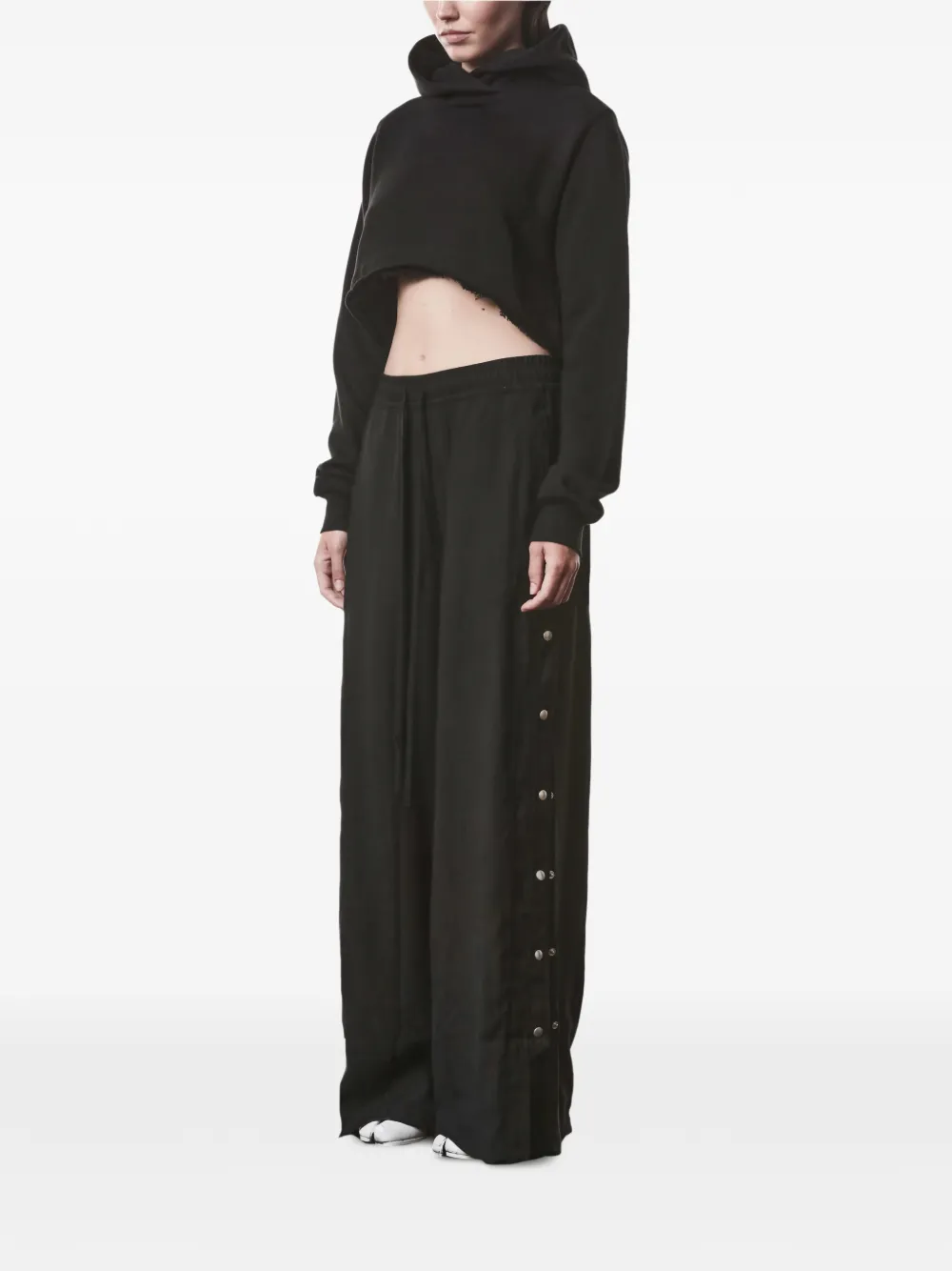 Thom Krom Cropped katoenen hoodie Zwart
