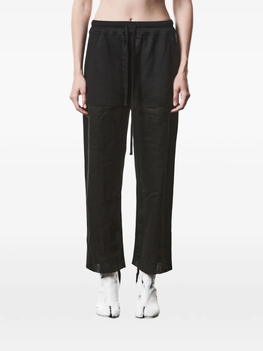 Thom Krom drawstring patch cotton trousers - Nero