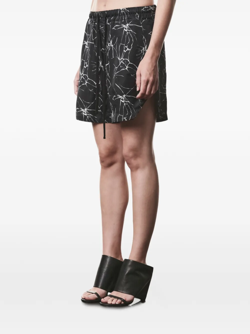  Thom Krom Marble Print Shorts - Black 