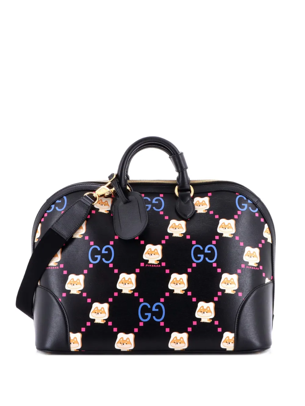 Gucci Pre-Owned x Pikarar Convertible Dome Printed Leather Large satchel - Nero