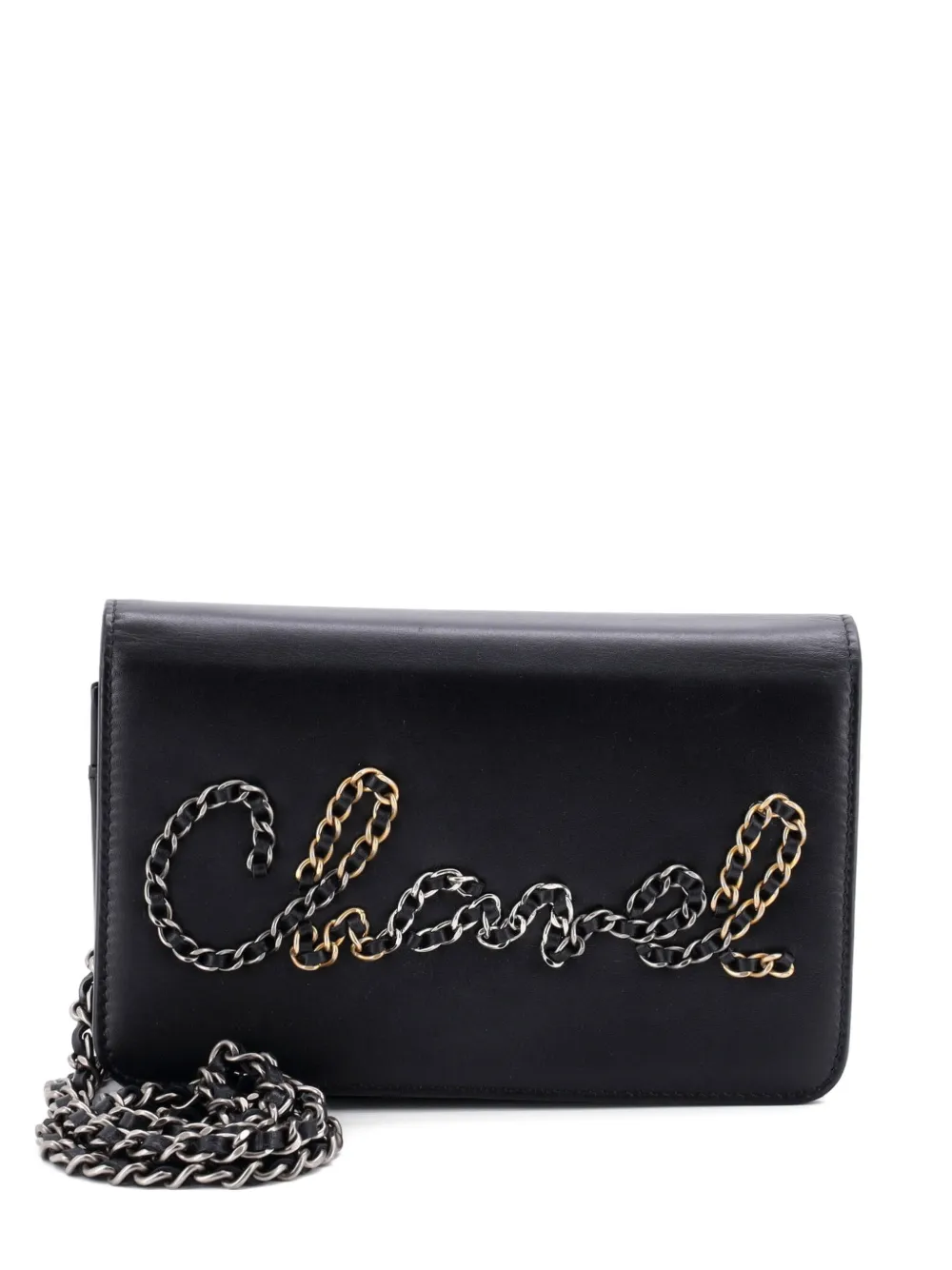CHANEL Pre-Owned Chain Signe Wallet on Chain Calfskin crossbody bag - Nero