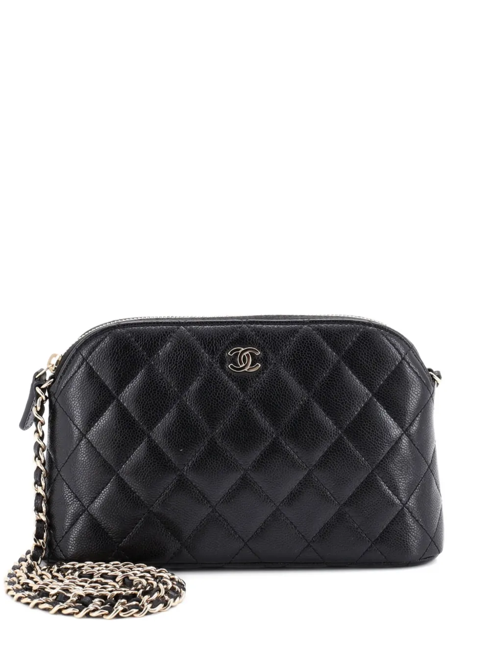 CHANEL Pre-Owned CC Dome Zip Clutch with Chain Quilted Caviar Small shoulder bag - Nero