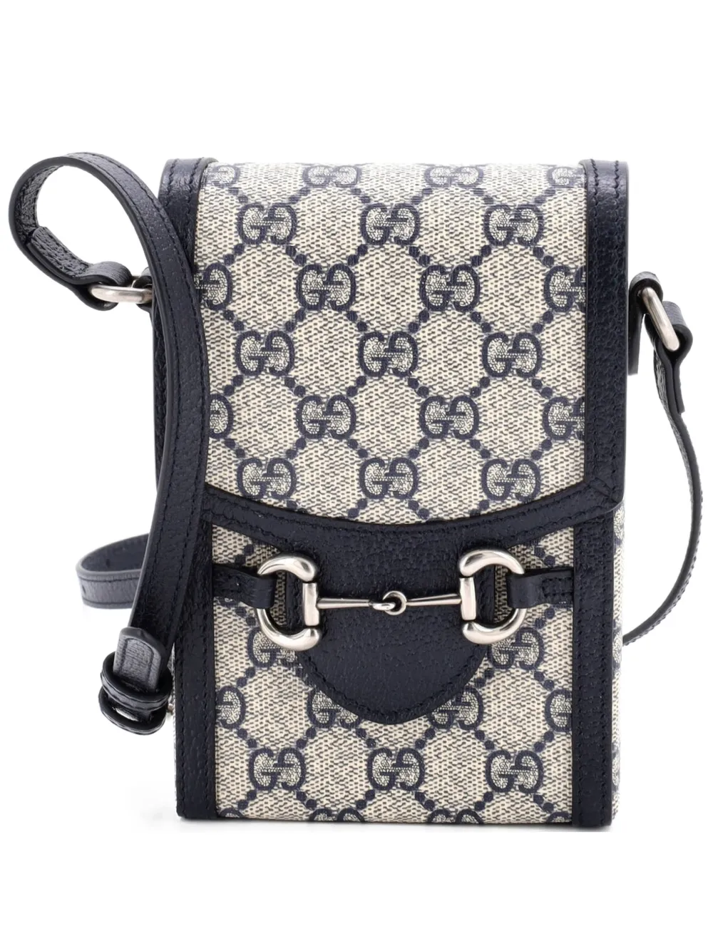 Gucci Pre-Owned Horsebit 1955 GG Coated Canvas with Leather Mini crossbody bag - Blu