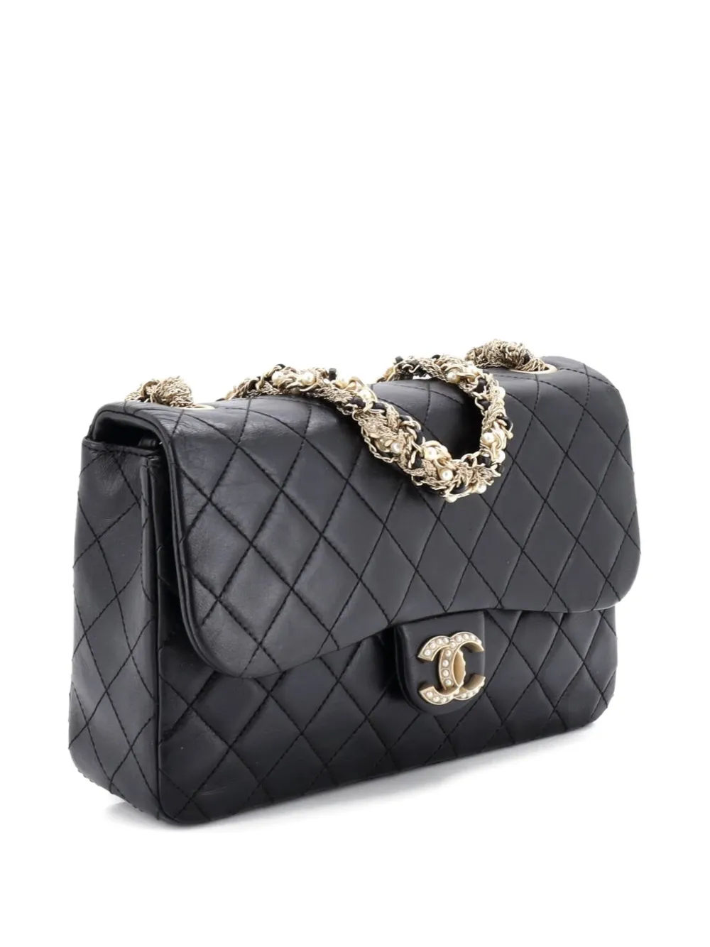  Chanel Pre-owned Bolso De Hombro Westminster Tangled Pearl Flap Mediano Acolchado De Piel De Borrego Con Cadena - Negro 