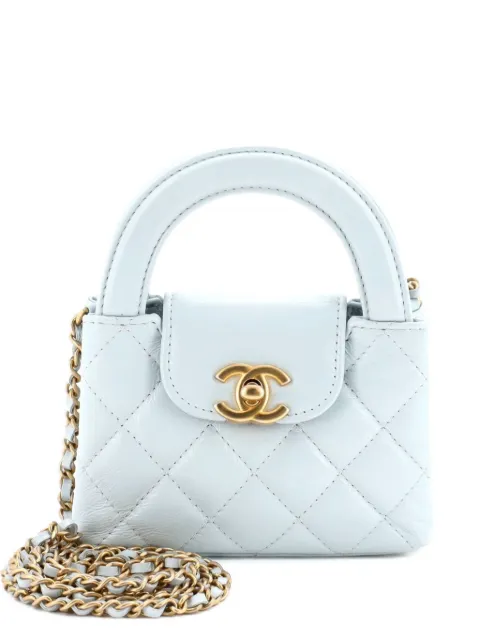 CHANEL Pre-Owned Kelly Top Handle Shopping Bag Quilted Shiny Aged Calfskin Nano crossbody bag