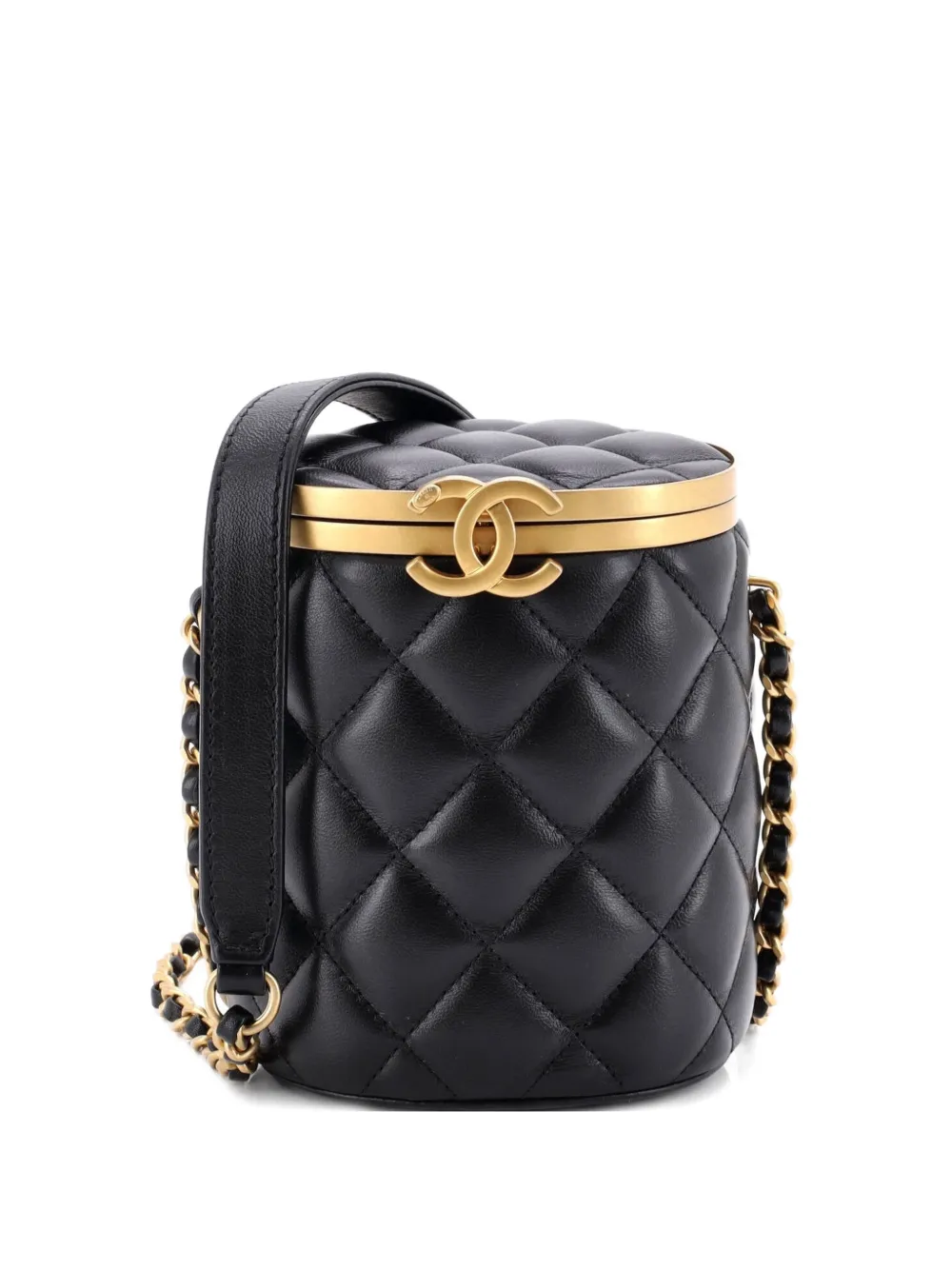 CHANEL Pre-Owned Crown Box Vanity Bag Quilted Lambskin Mini shoulder bag - Nero