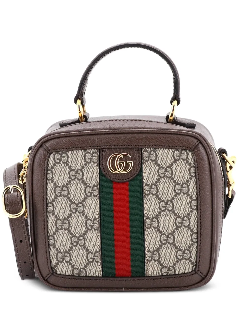 Gucci Pre-Owned Ophidia Zip Around Top Handle Bag GG Coated Canvas with Leather Mini satchel - Marrone