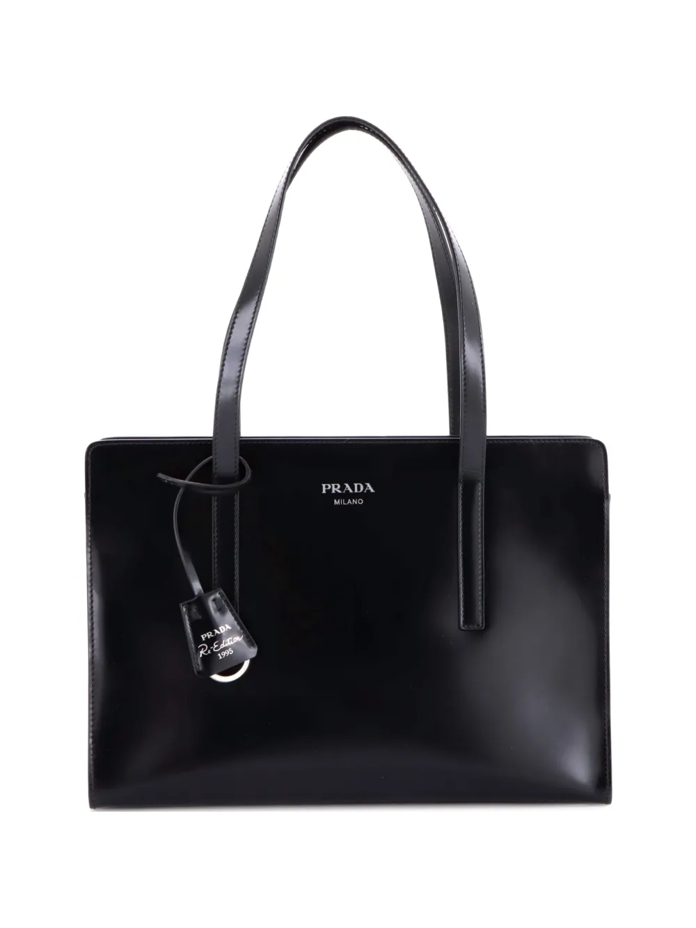 Prada Pre-Owned Re-Edition 1995 Top Handle Tote Spazzolato Leather Medium satchel - Nero