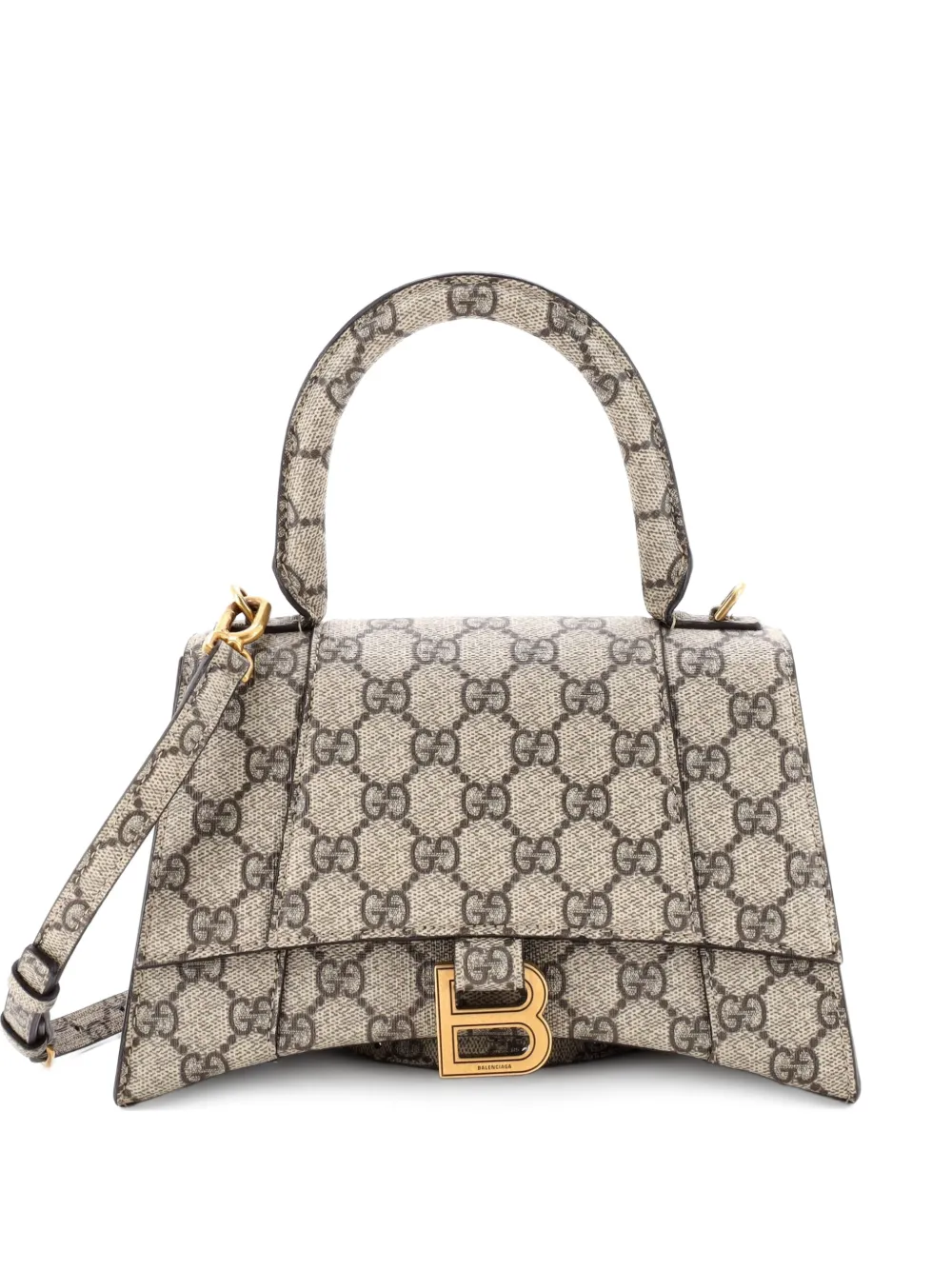 Gucci Pre-Owned x Balenciaga The Hacker Project Hourglass Top Handle Bag GG Coated Canvas Small shoulder bag - Marrone