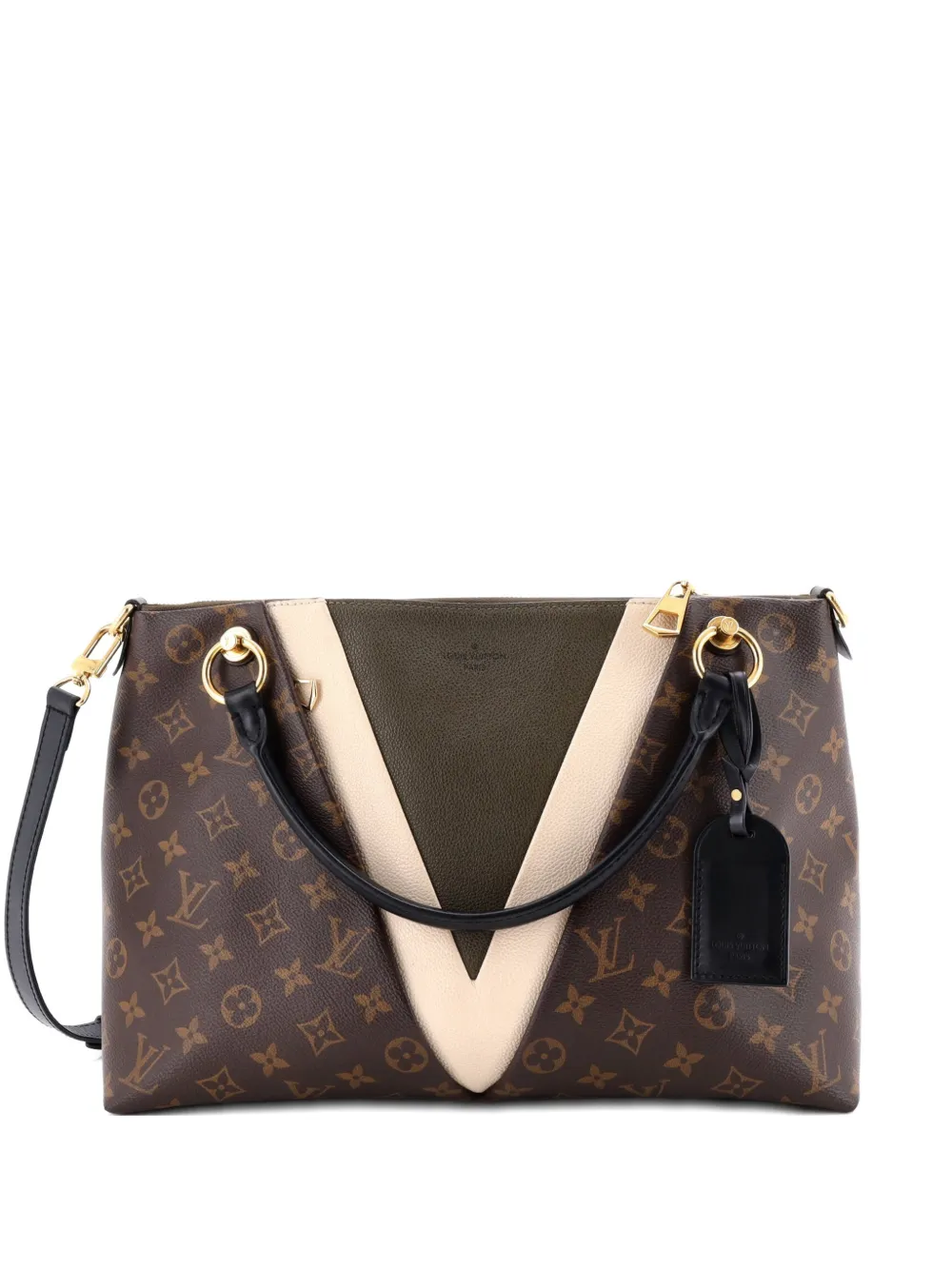 Louis Vuitton Pre-Owned V Tote Monogram Canvas and Leather MM shoulder bag - Marrone