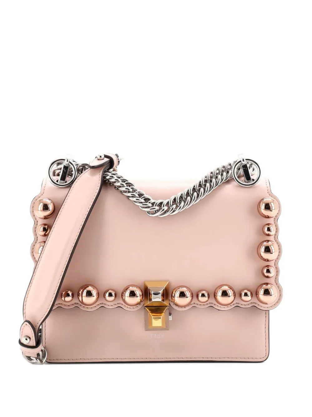 Fendi Pre-Owned Kan I Bag Pearl Embellished Leather Small crossbody bag - Toni neutri