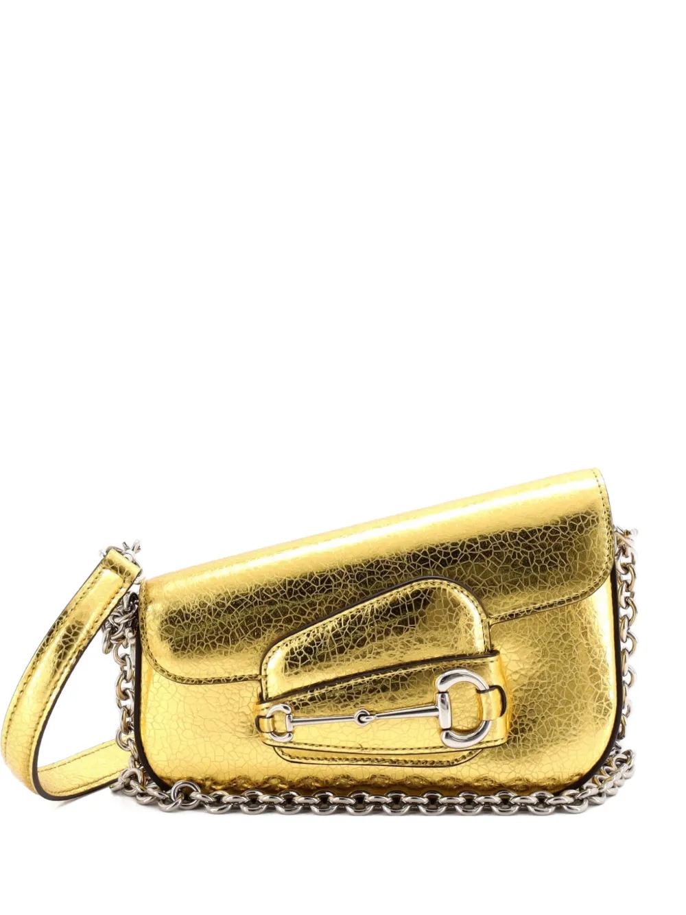Gucci Pre-Owned Horsebit 1955 Asymmetric Leather Mini shoulder bag - Oro