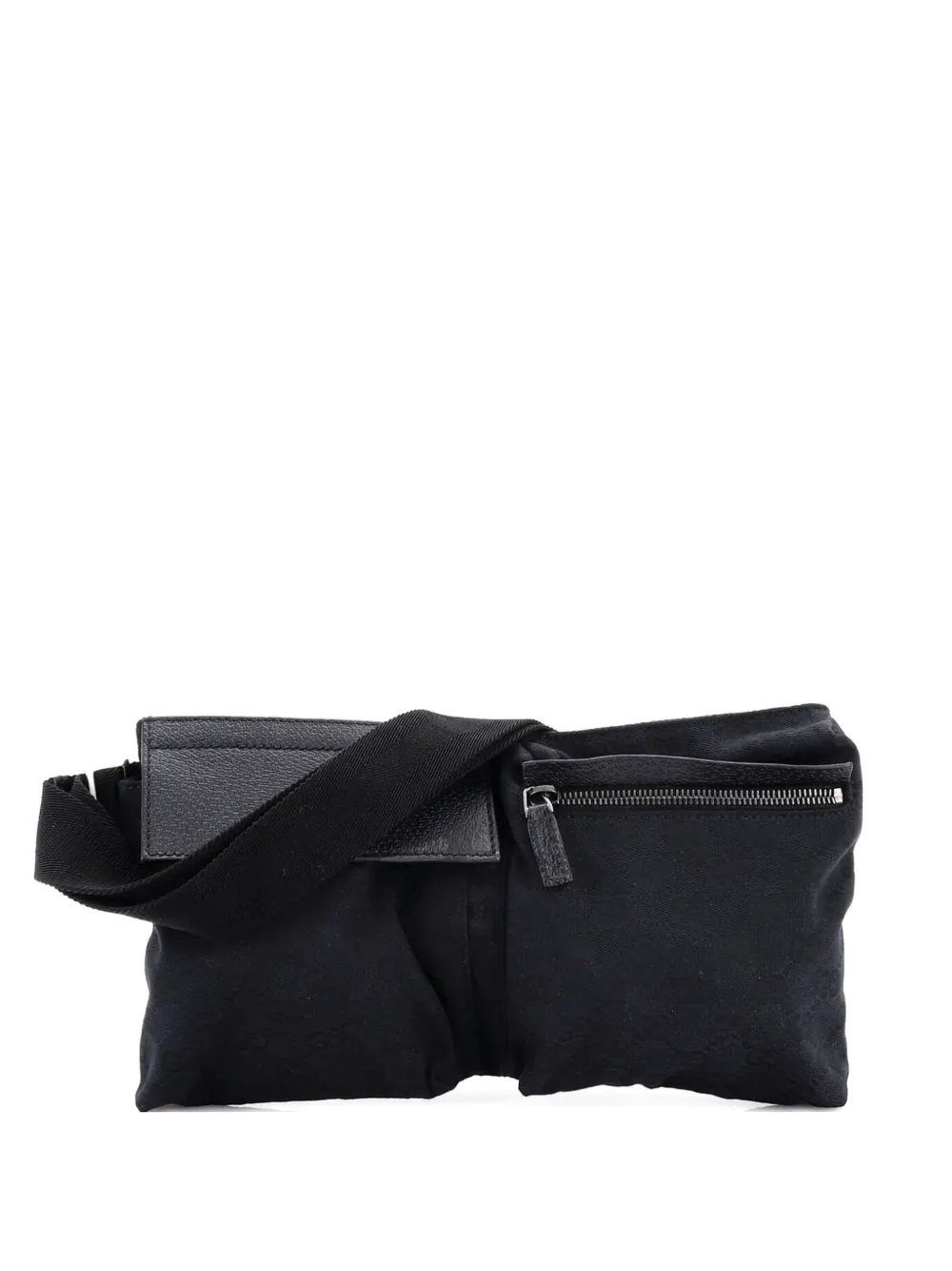 Gucci Pre-Owned Vintage Double GG Canvas with Leather belt bag - Nero