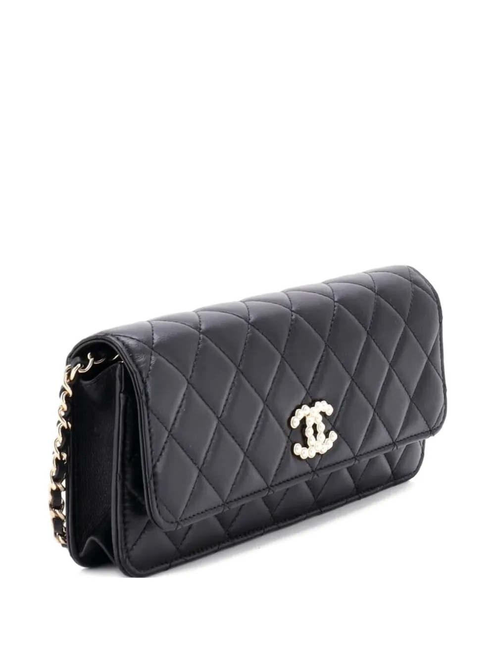 Pearl Cc Chain Flap Bag Quilted Lambskin Shoulder Bag