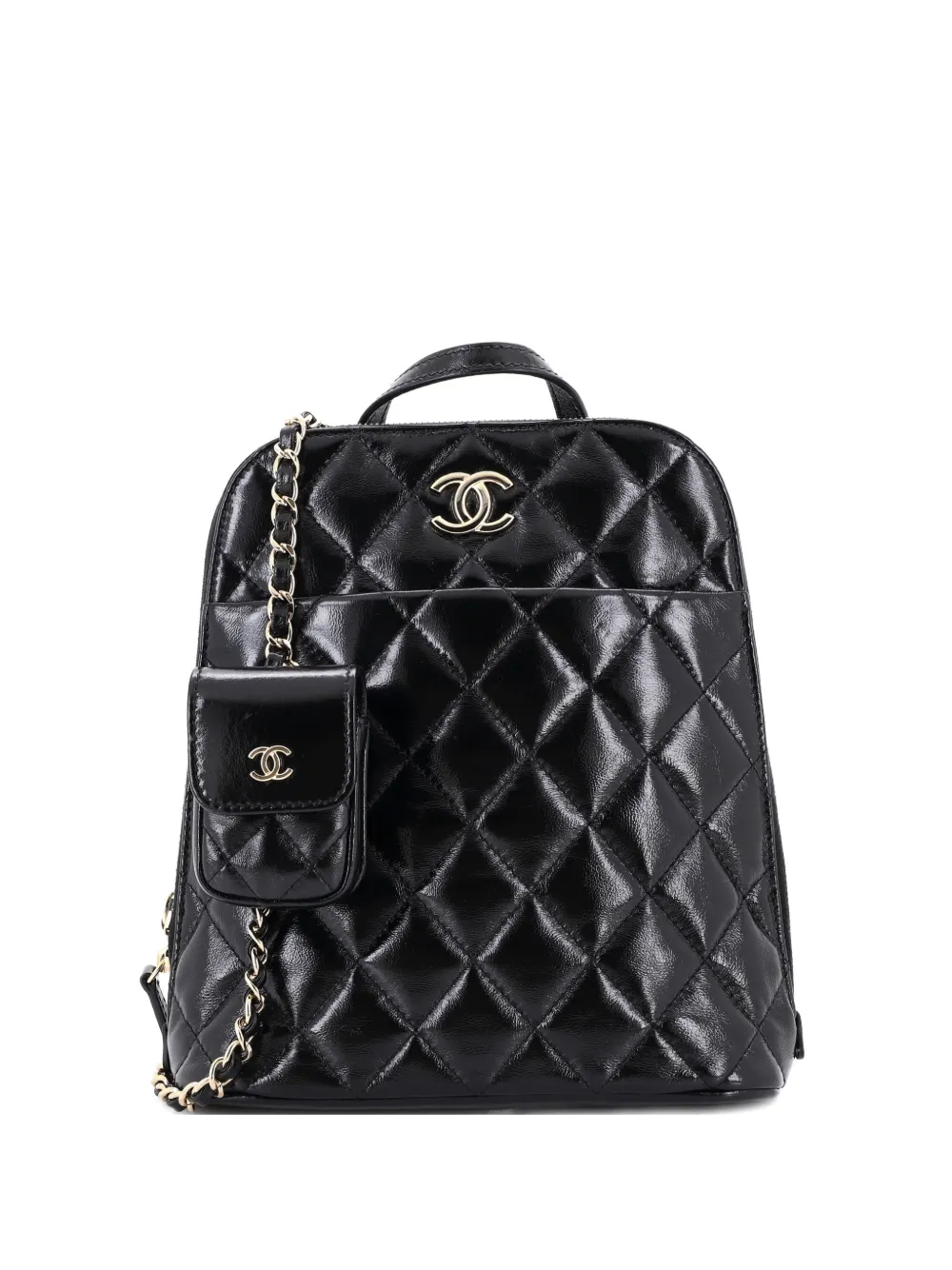 CHANEL Pre-Owned My Pocket Quilted Shiny Calfskin backpack - Nero