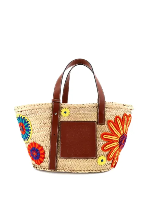 Loewe Pre-Owned sac cabas Basket Woven en raphia à appliqué médium