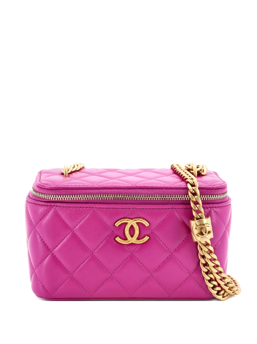 CHANEL Pre-Owned All Slide Long Vanity Case with Chain Quilted Lambskin Small crossbody bag - Rosa