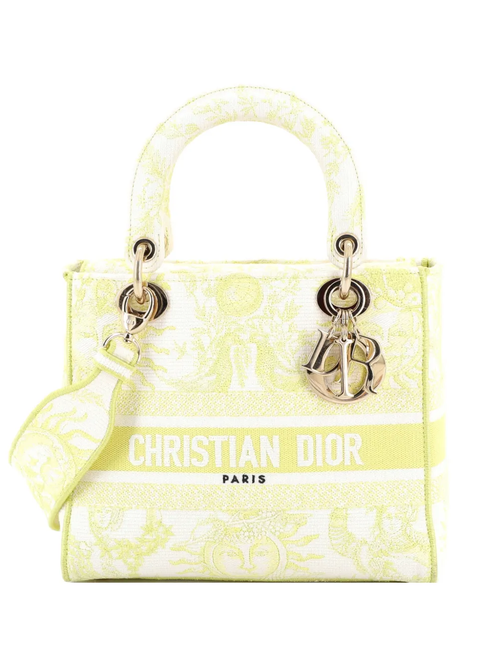Christian Dior Pre-Owned Lady D-Lite Bag Embroidered Canvas Medium satchel - Giallo