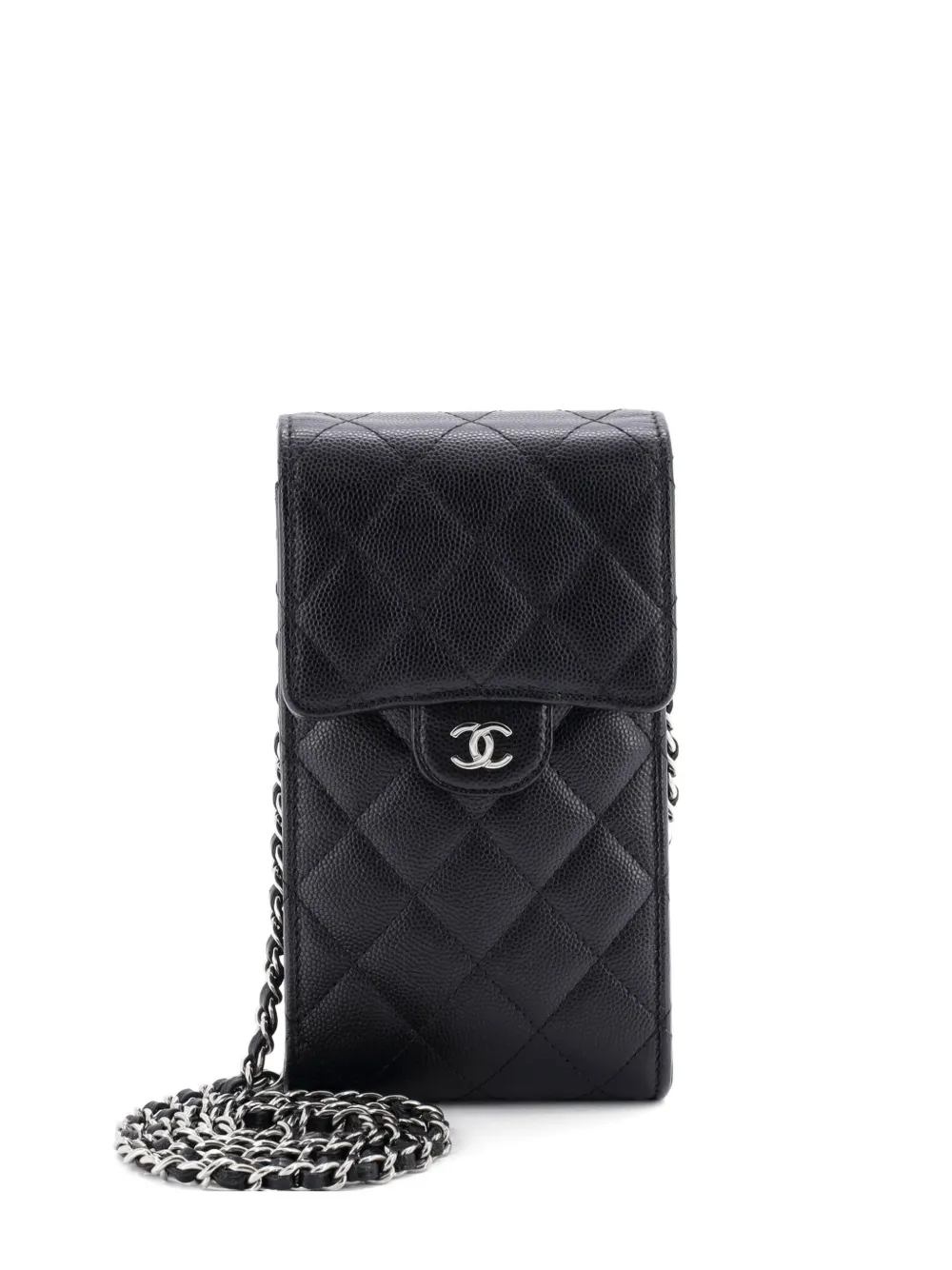 CHANEL Pre-Owned CC Flap Phone Holder Crossbody Bag Quilted Caviar clutch bag - Nero