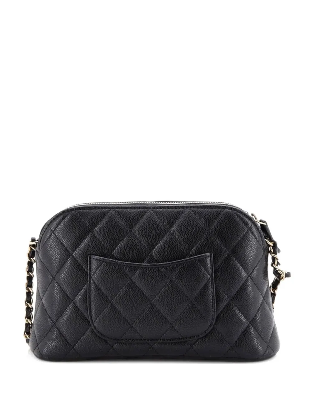 CHANEL Pre-Owned CC Dome Zip Clutch with Chain Quilted Caviar Small shoulder bag - Nero
