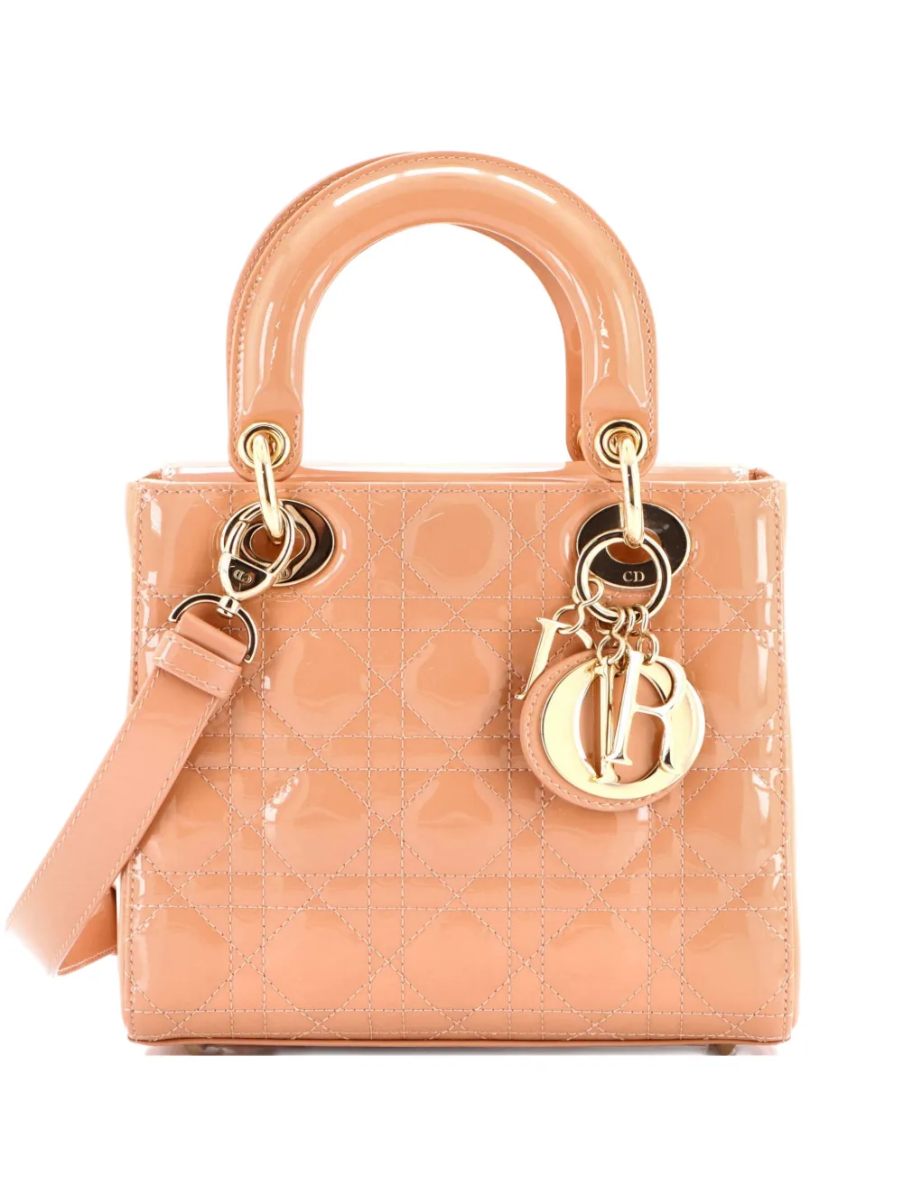 Christian Dior Pre-Owned Lady Dior NM Bag Cannage Quilt Patent Small satchel - Toni neutri