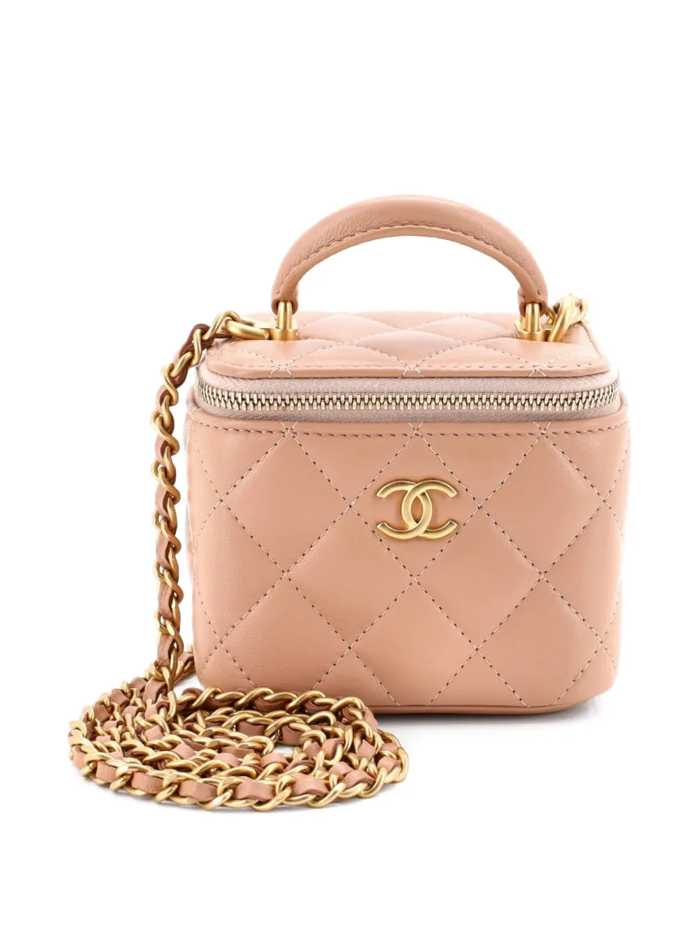 CHANEL Pre-Owned Classic Top Handle Vanity Case with Chain Quilted Lambskin Mini crossbody bag - Toni neutri