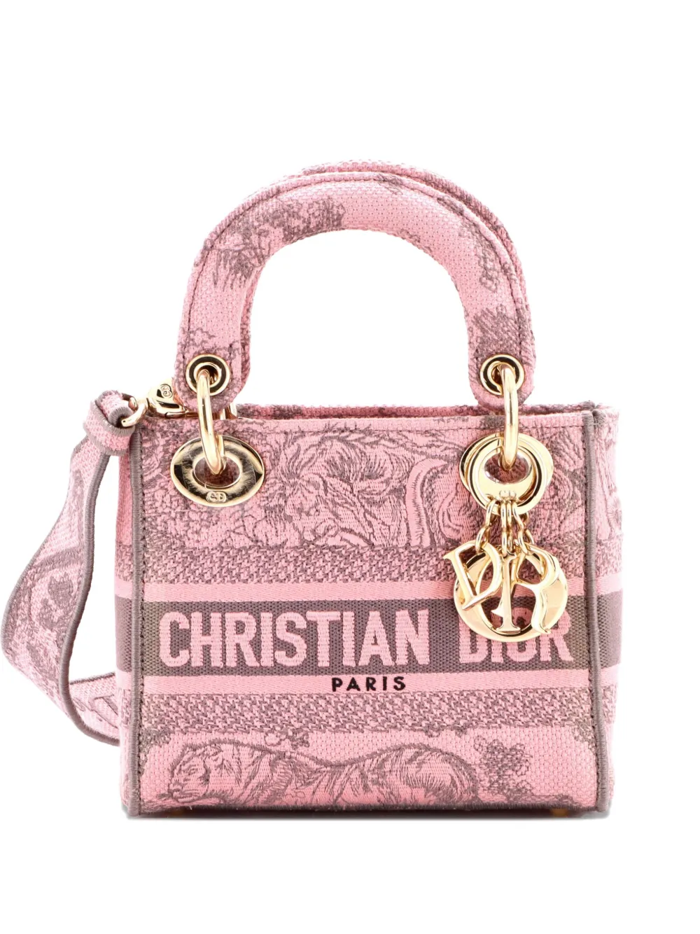 Christian Dior Pre-Owned Lady D-Lite Bag Embroidered Canvas Mini satchel - Rosa