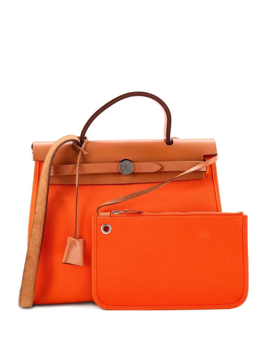 Hermès Pre-Owned Herbag Zip Leather and Toile 31 shoulder bag - Arancione