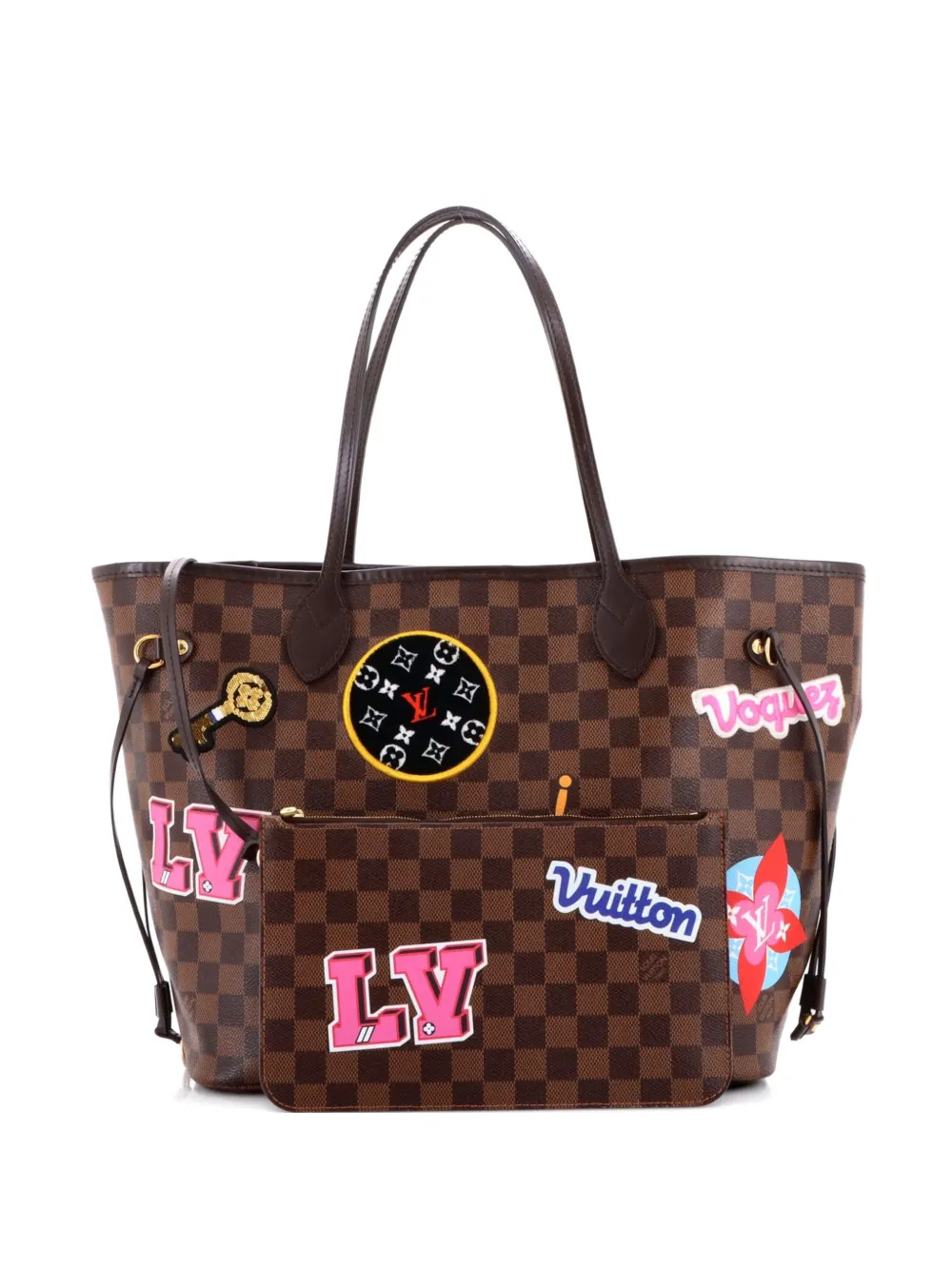 Louis Vuitton Pre-Owned Neverfull NM Limited Edition Patches Damier MM tote bag - Marrone
