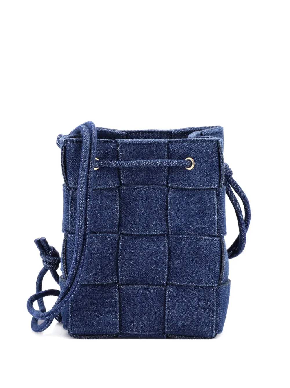 Bottega Veneta Pre-Owned Cassette Maxi Intrecciato Denim Small bucket bag - Blau
