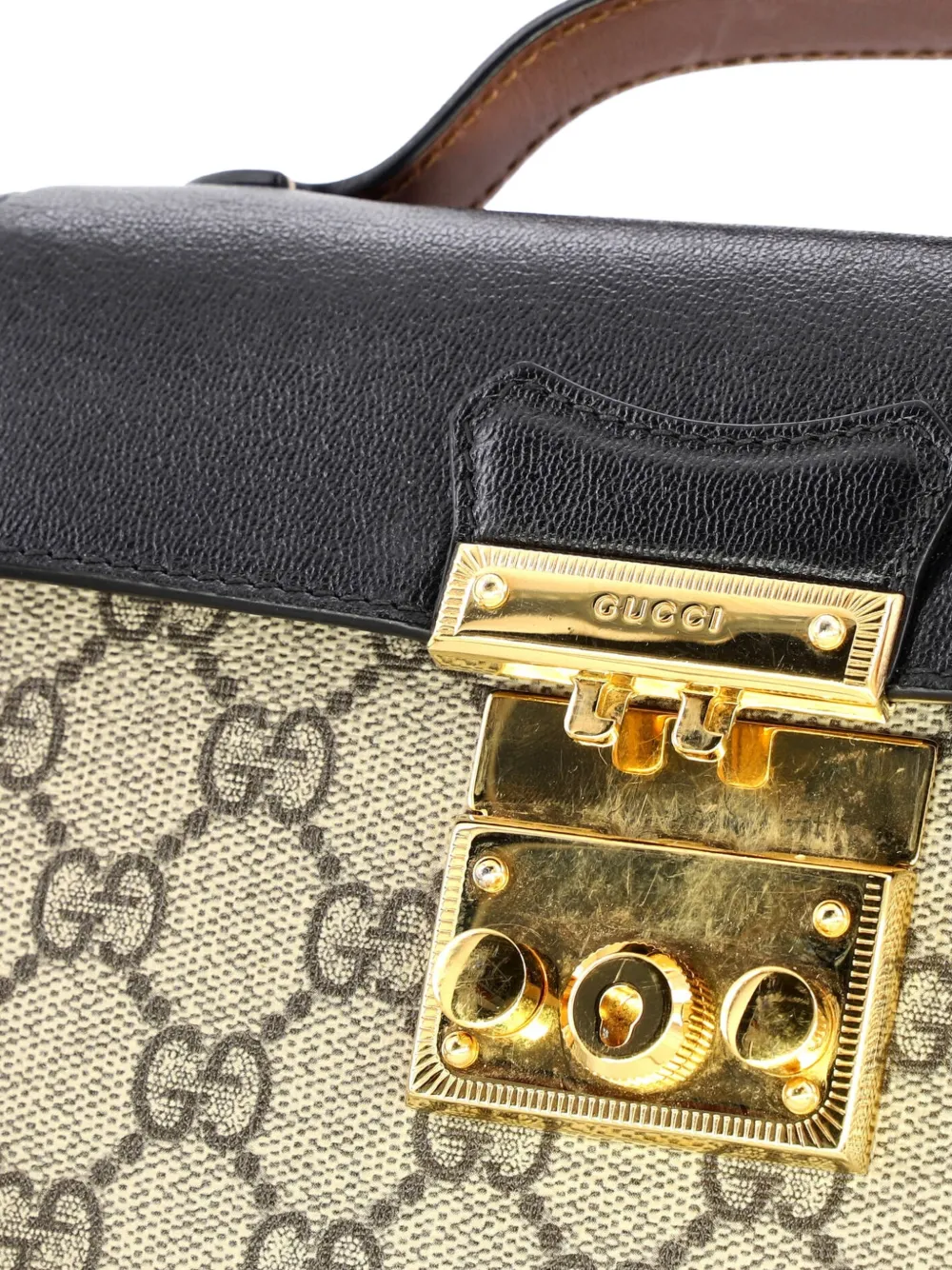 Padlock Top Handle Bag Gg Coated Canvas And Leather Mini Crossbody Bag