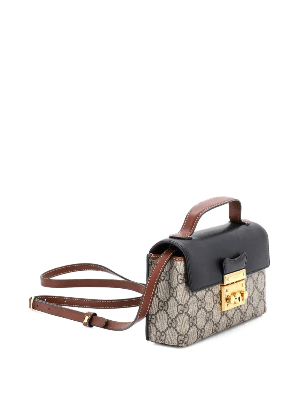 Padlock Top Handle Bag Gg Coated Canvas And Leather Mini Crossbody Bag