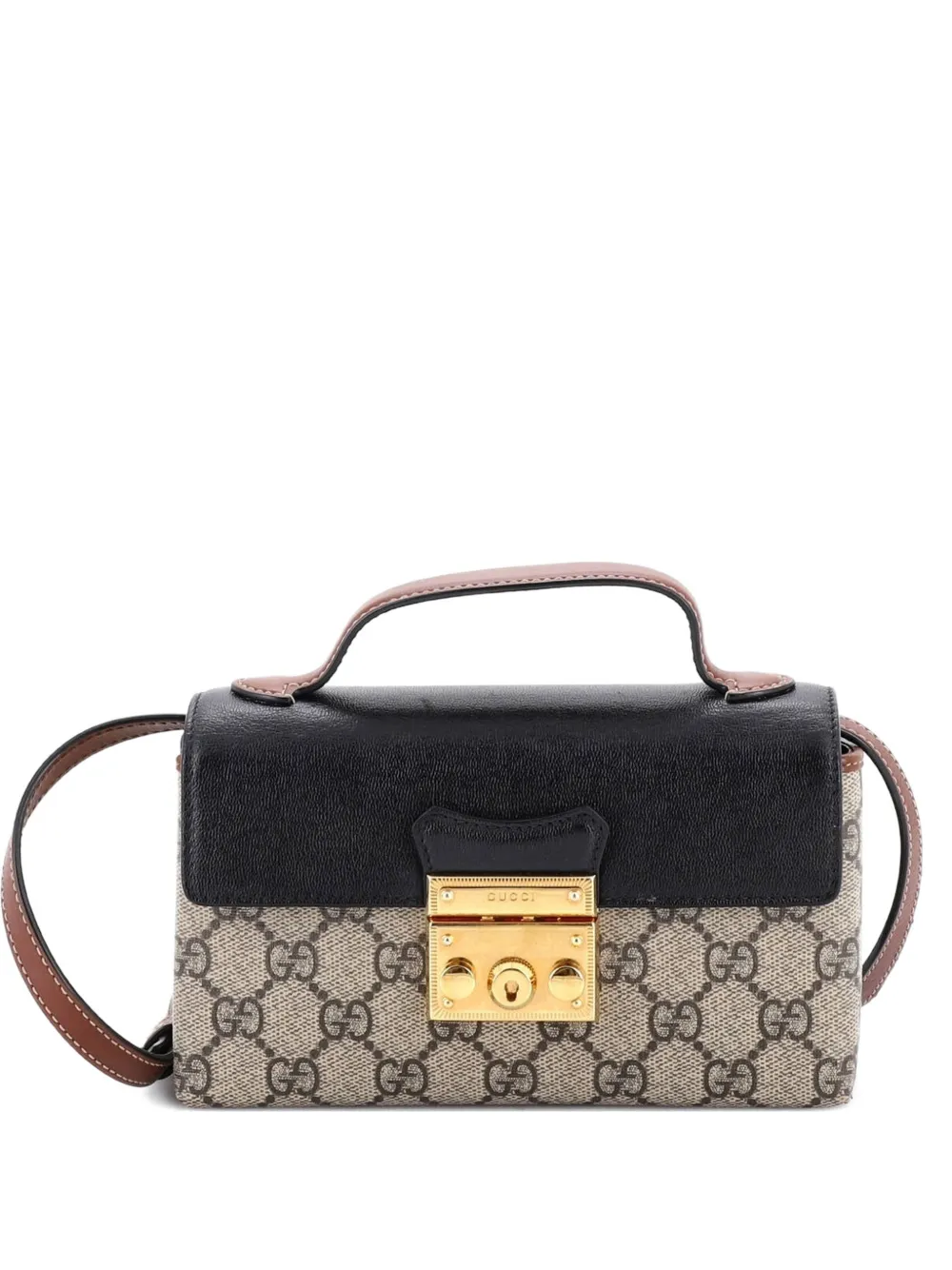 Gucci Pre-Owned Padlock Top Handle Bag GG Coated Canvas and Leather Mini crossbody bag - Nero