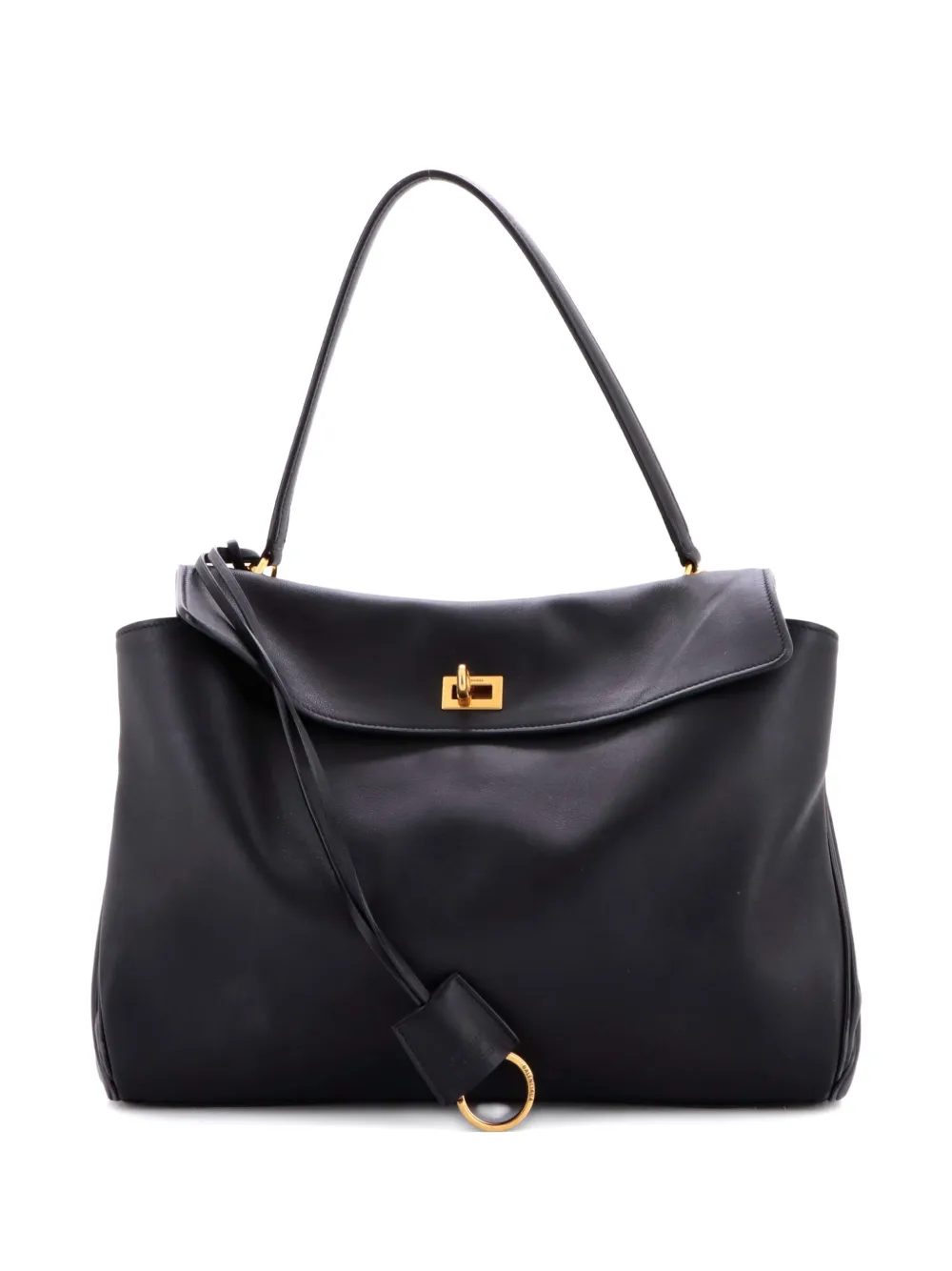 Pre-owned Balenciaga Rodeo Shoulder Bag Leather Medium Satchel In Black