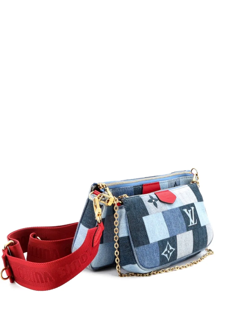 Louis Vuitton Pre-Owned Multi Pochette Accessoires Damier and Monogram Patchwork Denim crossbody bag - Blau