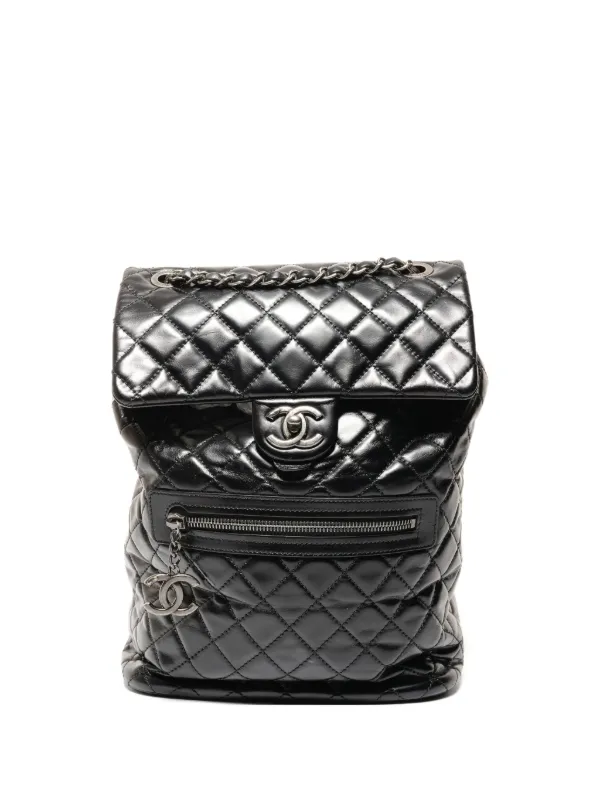 chanel leather backpack 2016 CHANEL Pre-Owned 2016-2017 Matelasse Backpack | Black