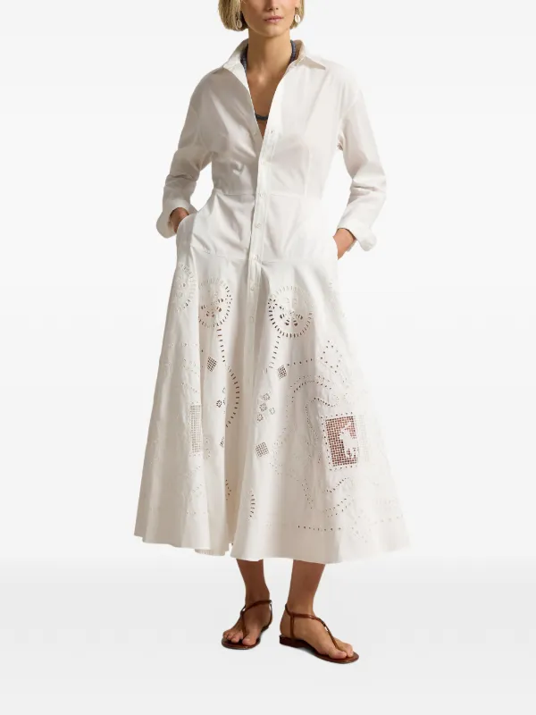 Polo Ralph Lauren Cotton Eyelet Shirt Dress | White | FARFETCH GE Polo Ralph Lauren Cotton Eyelet Shirt Dress | White | FARFETCH GE