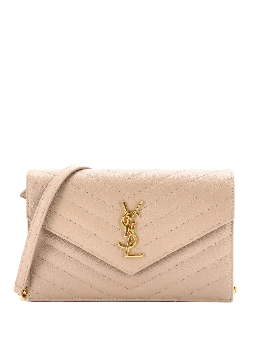 Saint Laurent Pre-Owned Borsa a tracolla Classic Monogram piccola in pelle matelassé con motivo chevron - Toni neutri