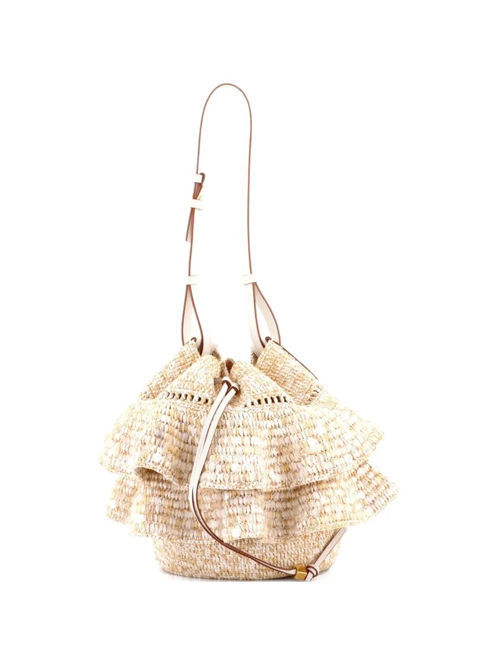 Loewe Pre-Owned Paula's Ibiza Ruffle Balloon Raffia with Sequins bucket bag - Toni neutri