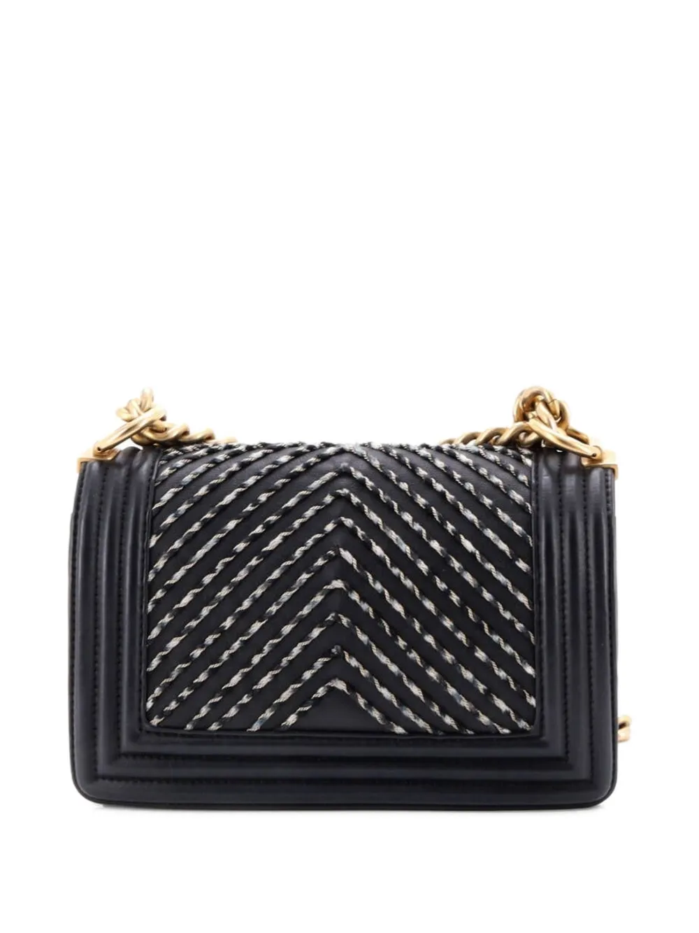  Chanel Pre-owned Sac Porté épaule En Cuir De Veau By The Sea Boy Flap Bag à Broderies Et Chevrons - Noir 