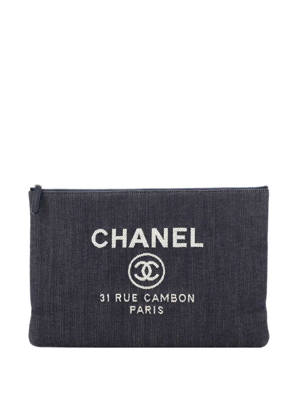 CHANEL Pre-Owned Deauville Pouch Denim Large clutch bag - Blu
