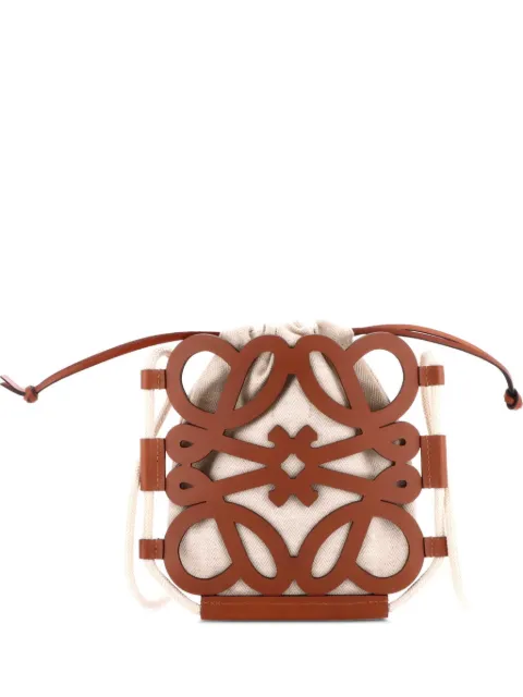 Loewe Pre-Owned Anagram Cut Out Leather with Canvas Mini crossbody bag